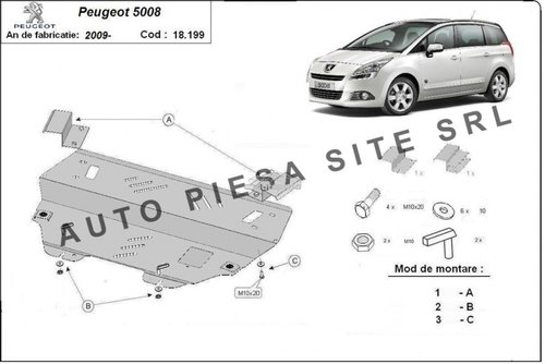 Scut metalic motor Peugeot 5008 fabricat incepand cu 2009 APS-18,199 piesa NOUA