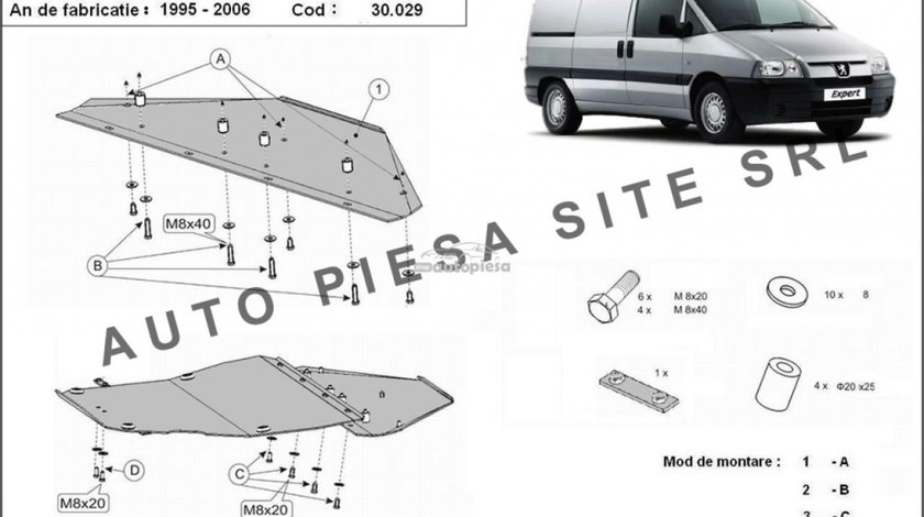 Scut metalic motor Peugeot Expert fabricat in perioada 1995 - 2006 APS-30,029 piesa NOUA