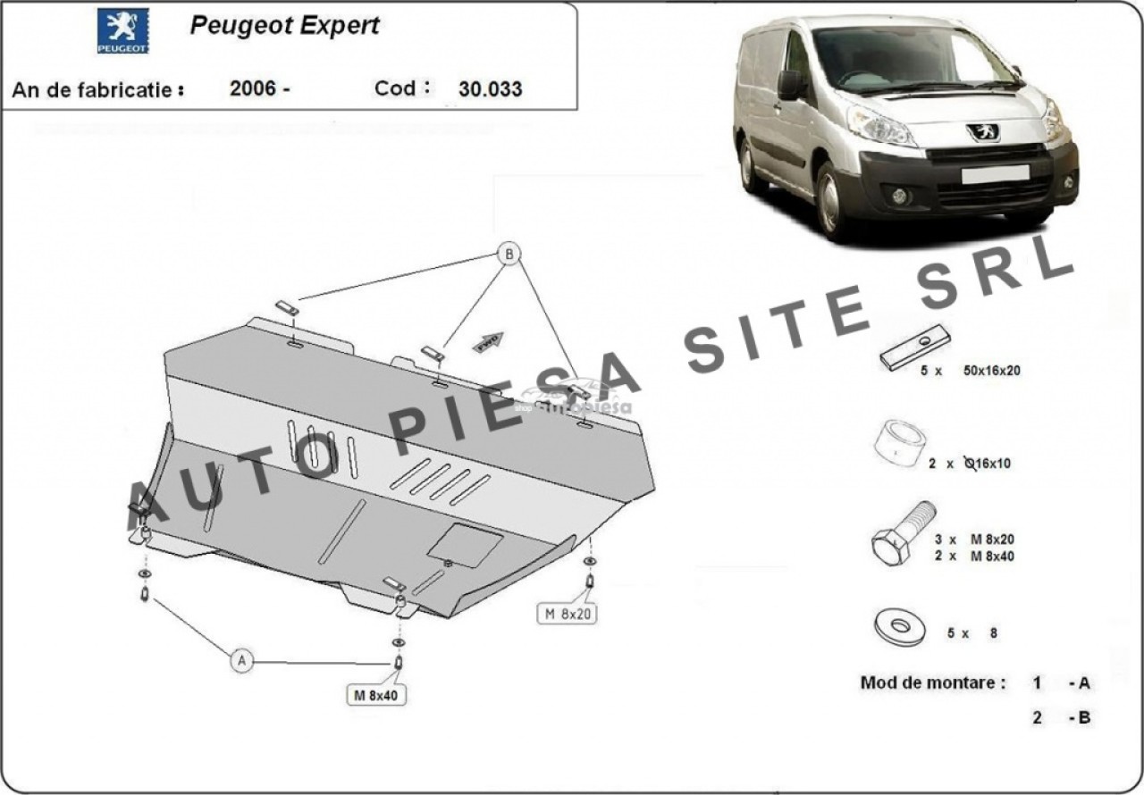 Scut metalic motor Peugeot Expert fabricat incepand cu 2006 APS-30,033 piesa NOUA