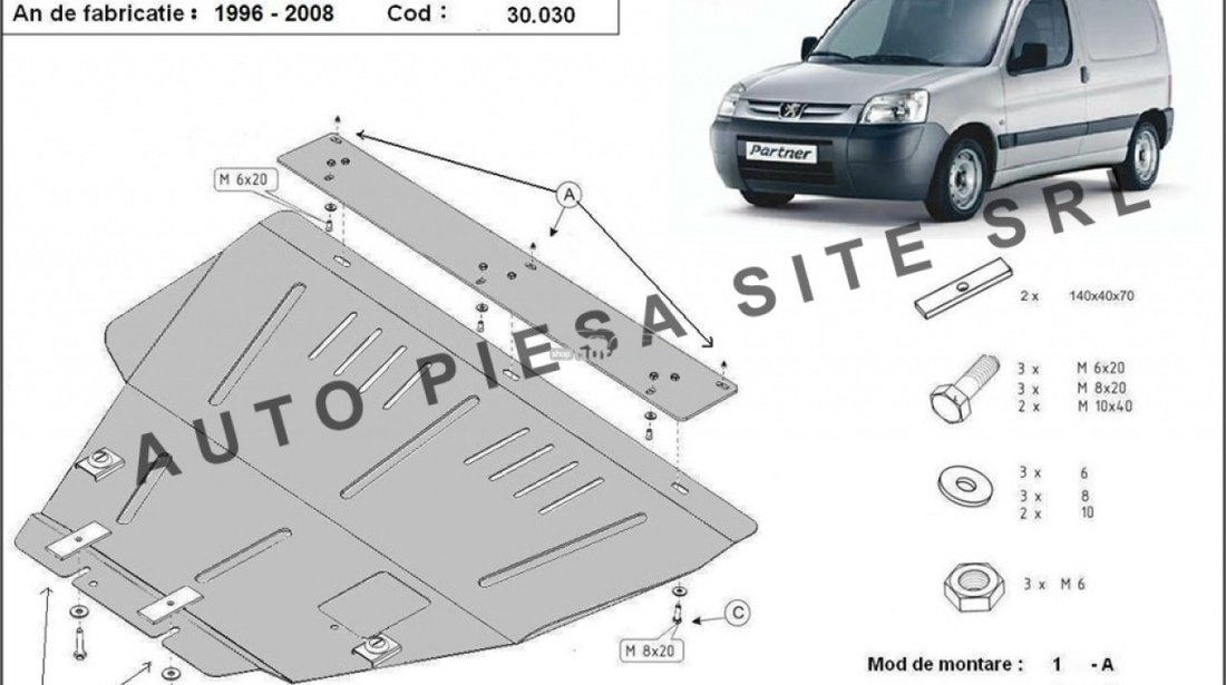 Scut metalic motor Peugeot Partner fabricat in perioada 1996 - 2008 APS-30,030 piesa NOUA