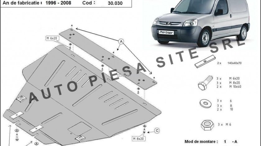 Scut metalic motor Peugeot Partner fabricat in perioada 1996 - 2008 APS-30,030 piesa NOUA