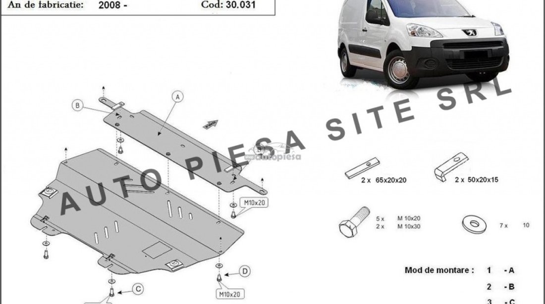 Scut metalic motor Peugeot Partner fabricat incepand cu 2008 APS-30,031 piesa NOUA