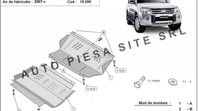 Scut metalic motor + radiator Mitsubishi Pajero 4 IV fabricat incepand cu 2007 APS-15,099 piesa NOUA