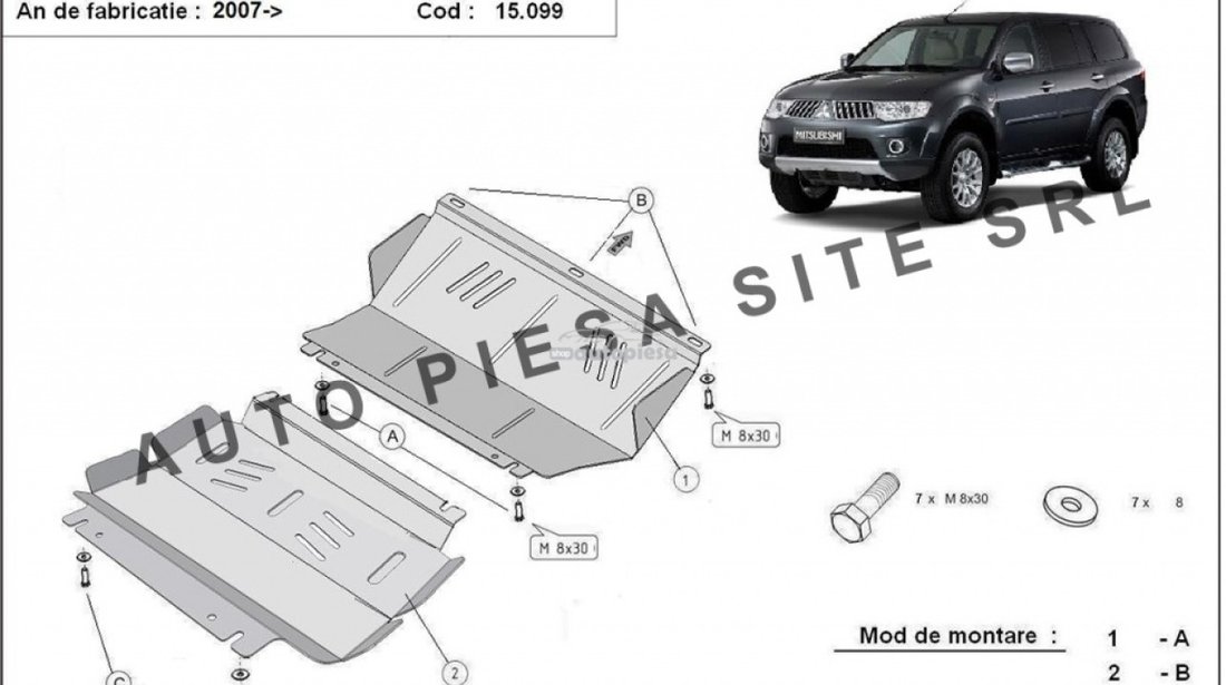 Scut metalic motor + radiator Mitsubishi Pajero Sport 2 II fabricat incepand cu 2007 APS-15,099 piesa NOUA