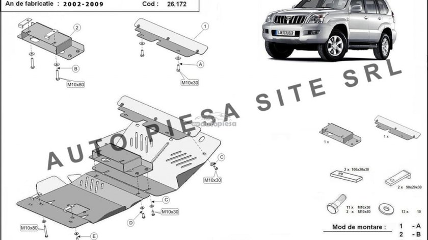 Scut metalic motor + radiator Toyota Land Cruiser fabricata in perioada 2002 - 2009 APS-26,172 piesa NOUA