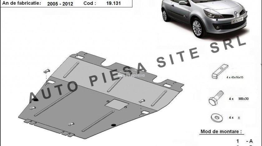 Scut metalic motor Renault Clio 3 III fabricat incepand cu 2005 APS-19,131 piesa NOUA