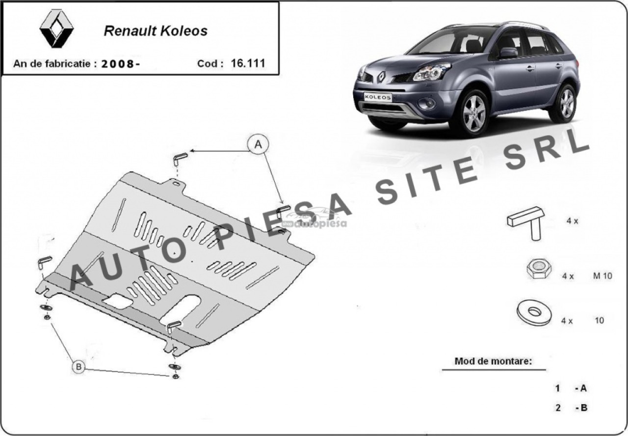 Scut metalic motor Renault Koleos fabricat incepand cu 2008 APS-16,111 piesa NOUA