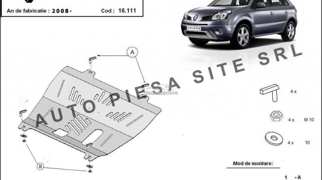 Scut metalic motor Renault Koleos fabricat incepand cu 2008 APS-16,111 piesa NOUA