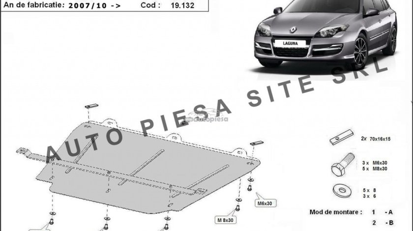 Scut metalic motor Renault Laguna 3 III fabricat incepand cu 2007 APS-19,132 piesa NOUA