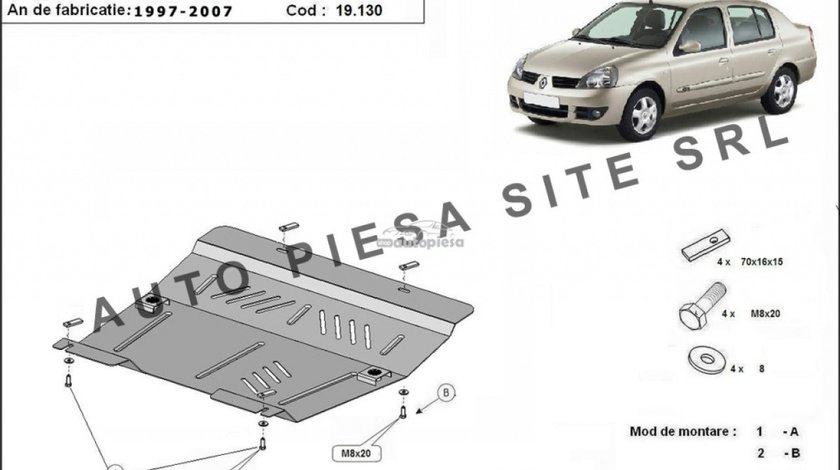 Scut metalic motor Renault Symbol 1 I fabricat in perioada 1997 - 2007 APS-19,130 piesa NOUA