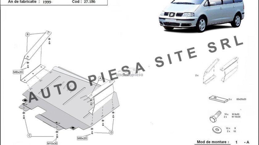 Scut metalic motor Seat Alhambra fabricat in perioada 1999 - 2010 APS-27,186 piesa NOUA