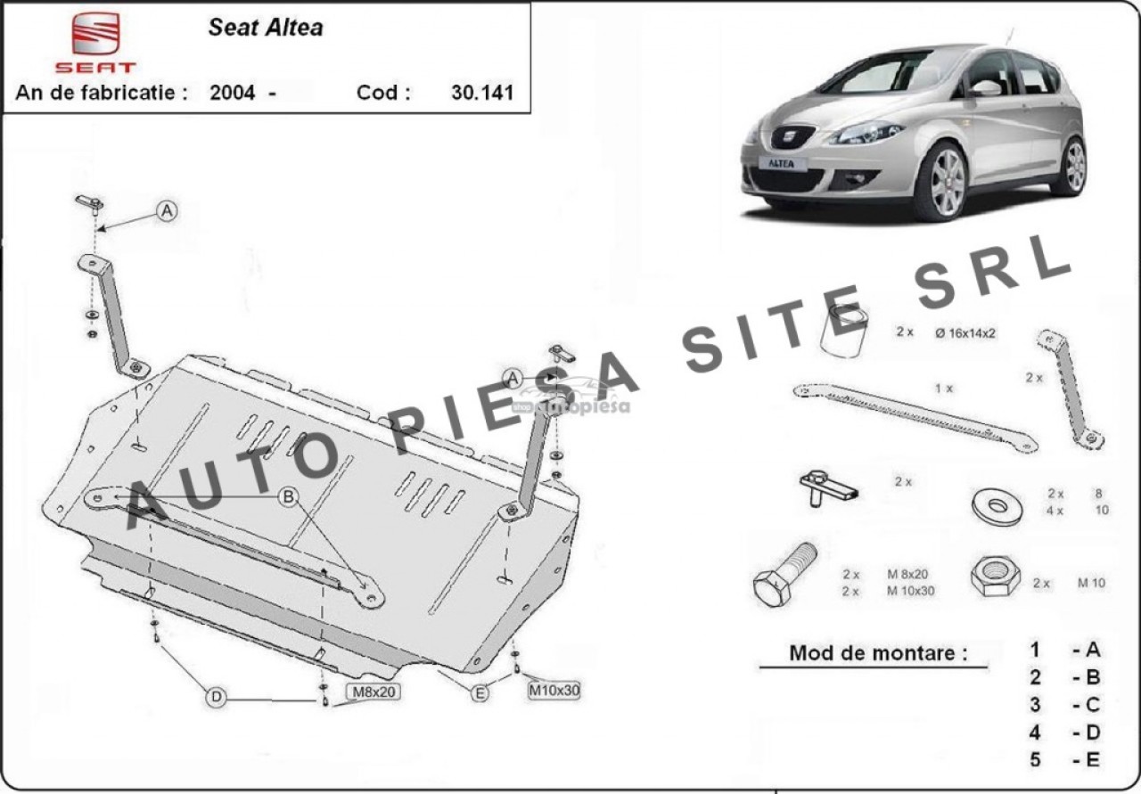 Scut metalic motor Seat Altea fabricat incepand cu 2004 APS-30,141 piesa NOUA