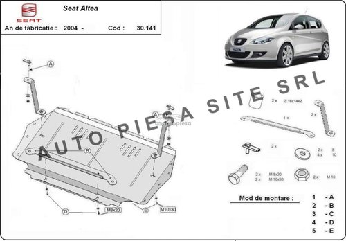Scut metalic motor Seat Altea fabricat incepand cu 2004 APS-30,141 piesa NOUA