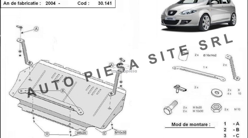 Scut metalic motor Seat Altea fabricat incepand cu 2004 APS-30,141 piesa NOUA