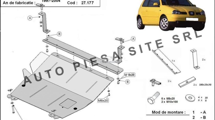 Scut metalic motor Seat Arosa fabricat in perioada 1997 - 2004 APS-27,177 piesa NOUA