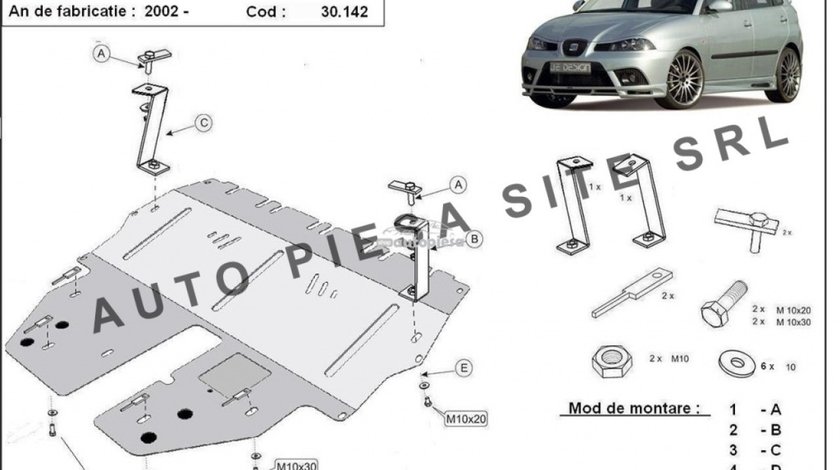 Scut metalic motor Seat Ibiza 3 III fabricat incepand cu 2002 APS-30,142 piesa NOUA