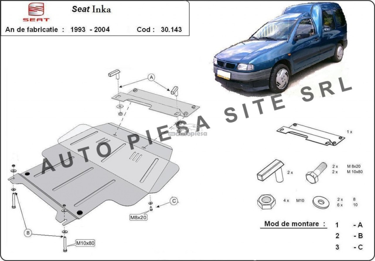 Scut metalic motor Seat Inca fabricat incepand cu 2002 APS-30,143 piesa NOUA