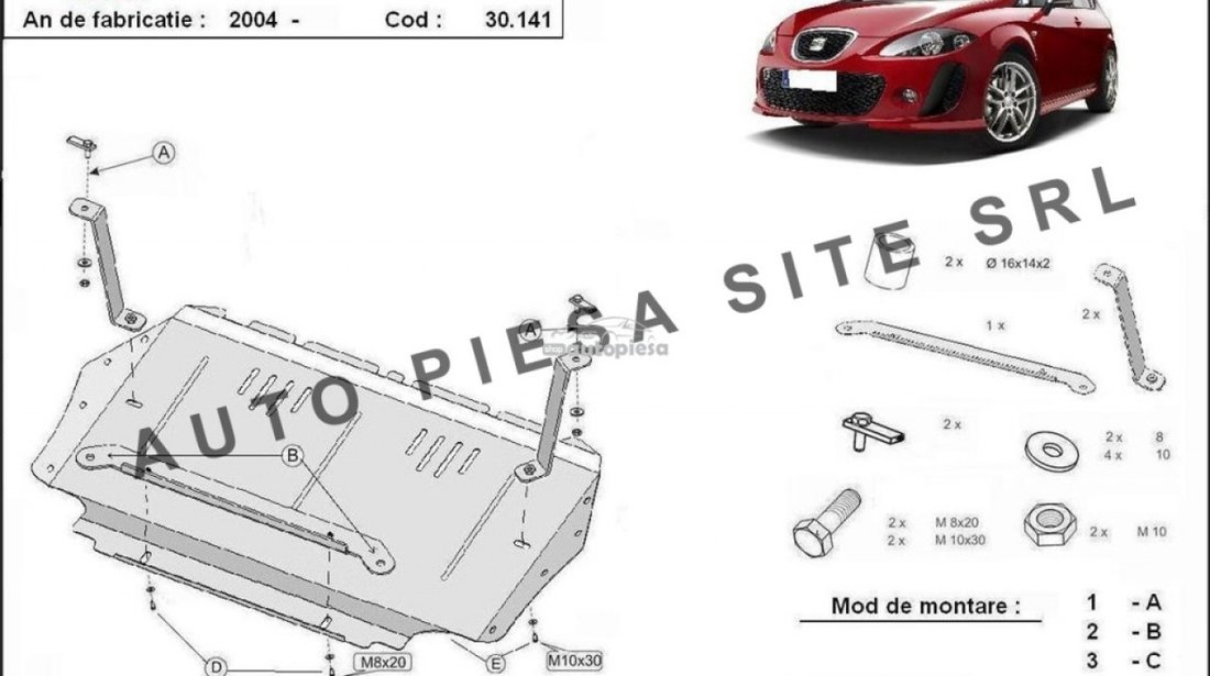 Scut metalic motor Seat Leon (1P1) fabricat incepand cu 2005 APS-30,141 piesa NOUA