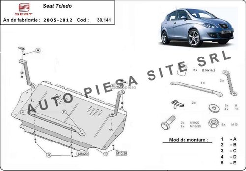 Scut metalic motor Seat Toledo 3 III fabricat in perioada 2005 - 2012 APS-30,141 piesa NOUA