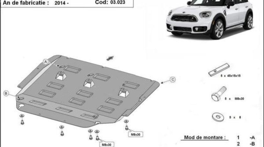 Scut metalic motor si cutie de viteze Mini Cooper 2014-prezent