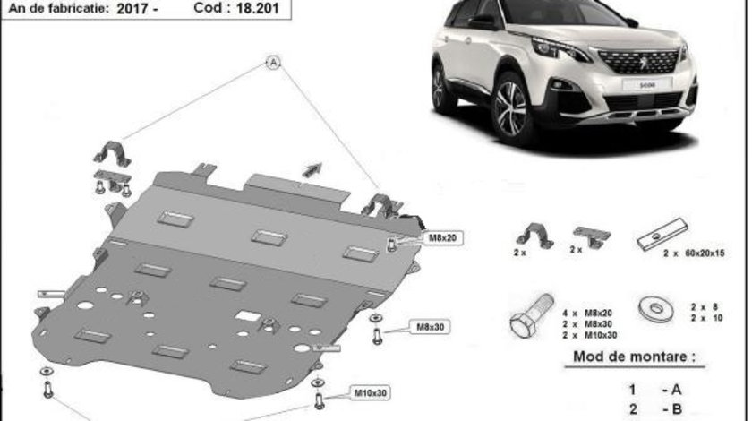 Scut metalic motor si cutie de viteze Peugeot 5008 2017-prezent