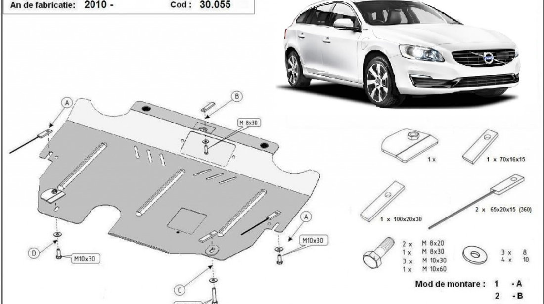 Scut metalic motor si cutie de viteze Volvo V60 2010-2018