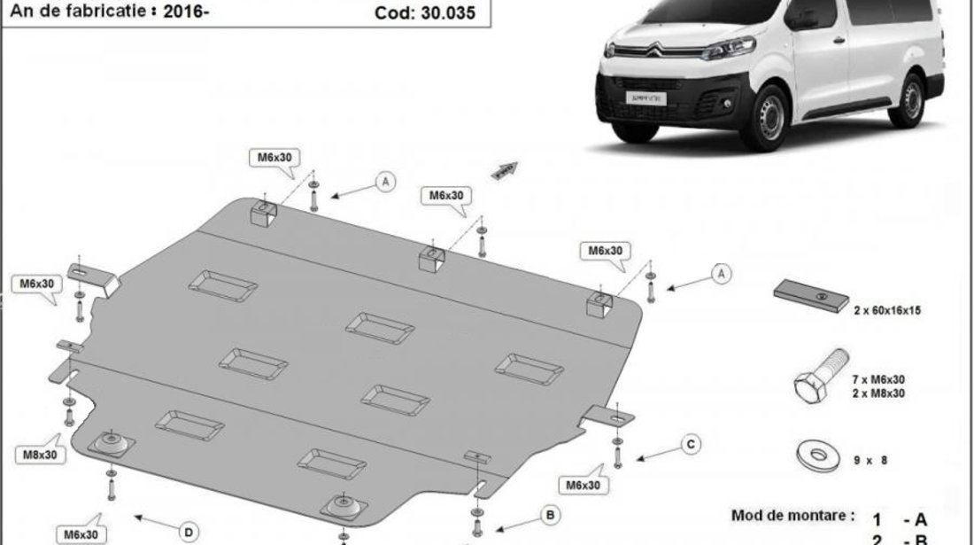 Scut metalic motor si radiator Citroen Jumpy 2016-prezent