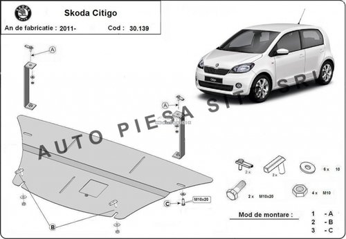 Scut metalic motor Skoda Citigo fabricata incepand cu 2011 APS-30,139 piesa NOUA