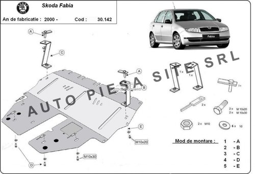 Scut metalic motor Skoda Fabia 1 I fabricata incepand cu 2000 APS-30,142 piesa NOUA