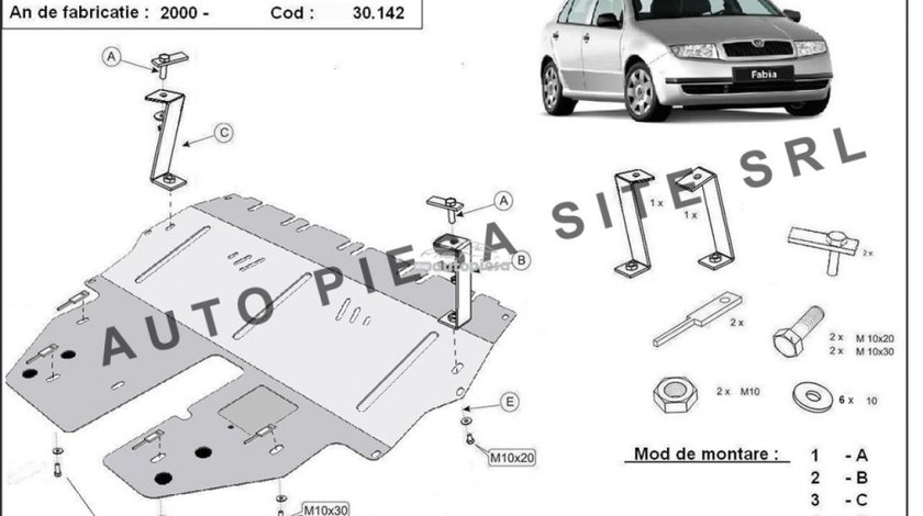 Scut metalic motor Skoda Fabia 1 I fabricata incepand cu 2000 APS-30,142 piesa NOUA