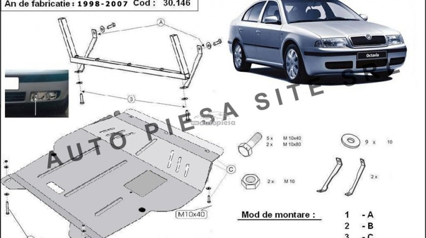 Scut metalic motor Skoda Octavia 1 I fabricata incepand cu 1998 - 2007 APS-30,146 piesa NOUA