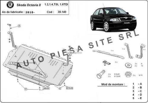 Scut metalic motor Skoda Octavia 2 II 1.2 / 1.4 / 1.6 tdi fabricata incepand cu 2010 APS-30,140 pies...