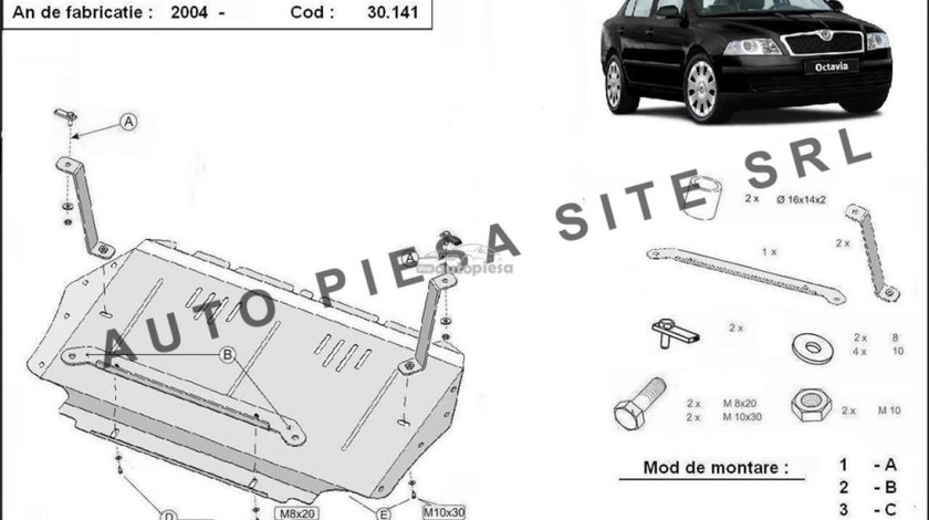 Scut metalic motor Skoda Octavia 2 II fabricata incepand cu 2004 APS-30,141 - produs NOU