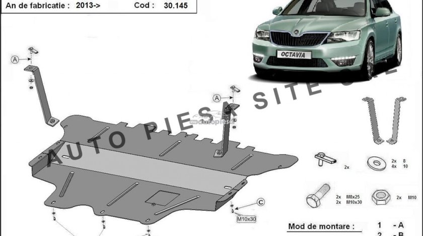 Scut metalic motor Skoda Octavia 3 III fabricata incepand cu 2013 APS-30,145 piesa NOUA