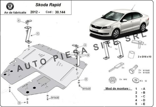 Scut metalic motor Skoda Rapid fabricata incepand cu 2012 APS-30,142 piesa NOUA