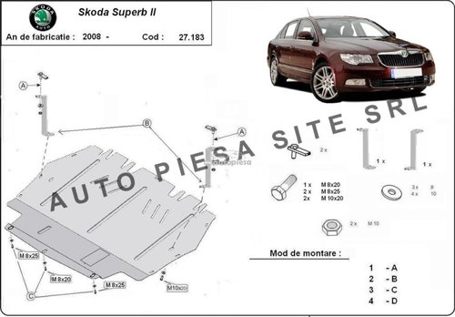 Scut metalic motor Skoda Superb 2 II fabricata in perioada 2008 - 2011 APS-27,183 piesa NOUA