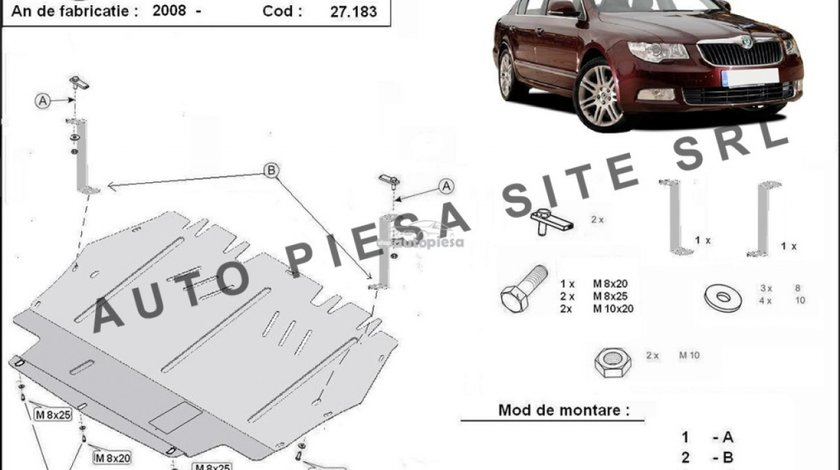 Scut metalic motor Skoda Superb 2 II fabricata in perioada 2008 - 2011 APS-27,183 piesa NOUA