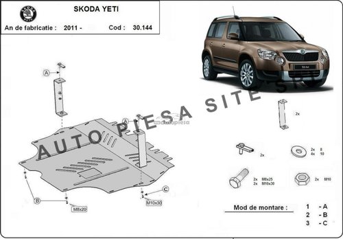 Scut metalic motor Skoda Yeti 1.2 TSI / 1.4 TSI / 1.6 tdi fabricata incepand cu 2011 APS-30,144 pies...