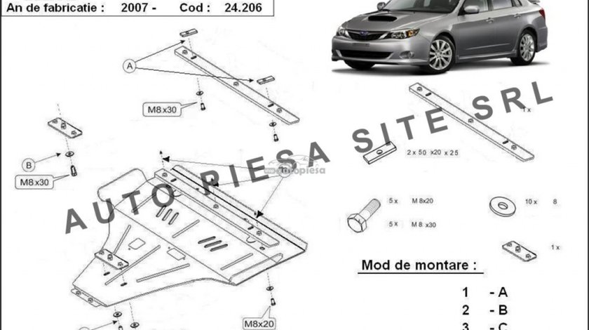 Scut metalic motor Subaru Impreza benzina fabricat incepand cu 2007 APS-24,206 piesa NOUA