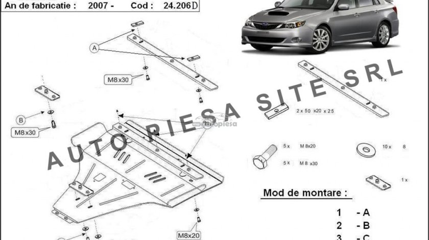 Scut metalic motor Subaru Impreza diesel fabricat incepand cu 2007 APS-24.206D piesa NOUA