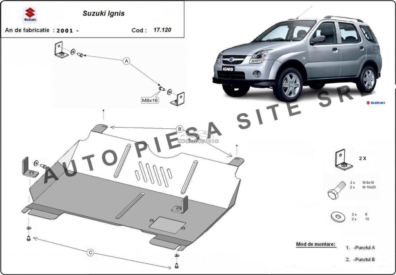 Scut metalic motor Suzuki Ignis fabricat incepand cu 2001 APS-17,120 piesa NOUA