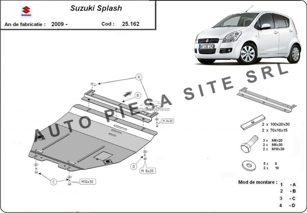 Scut metalic motor Suzuki Splash fabricat incepand cu 2009 APS-25,162 piesa NOUA