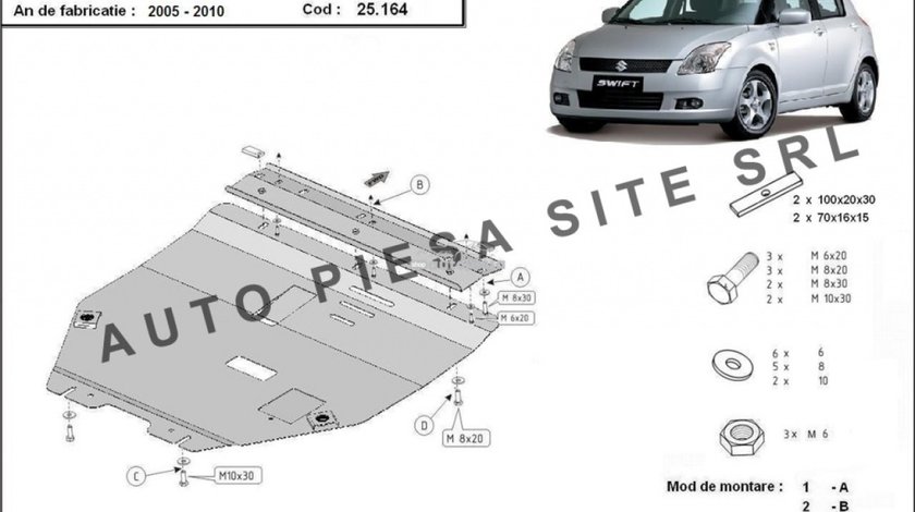 Scut metalic motor Suzuki Swift 2 II fabricat in perioada 2005 - 2010 APS-25,164 piesa NOUA