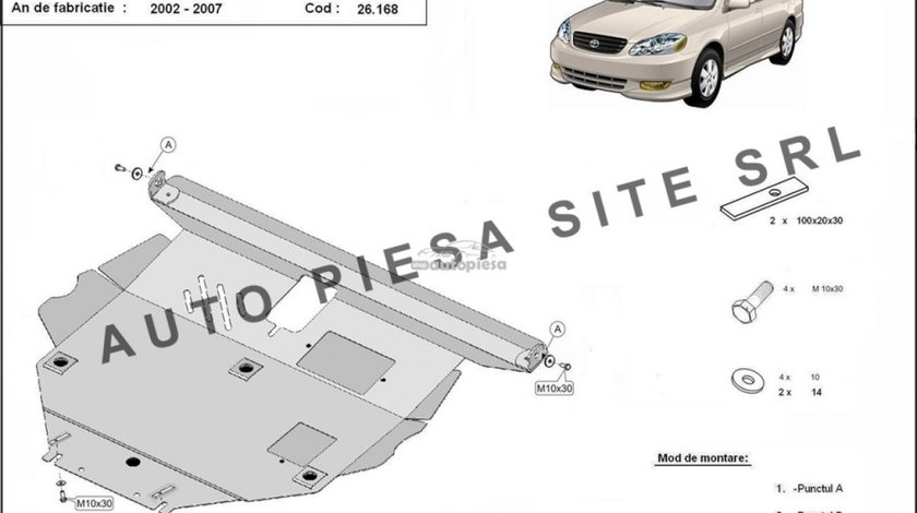 Scut metalic motor Toyota Corolla fabricata in perioada 2002 - 2007 APS-26,168 piesa NOUA