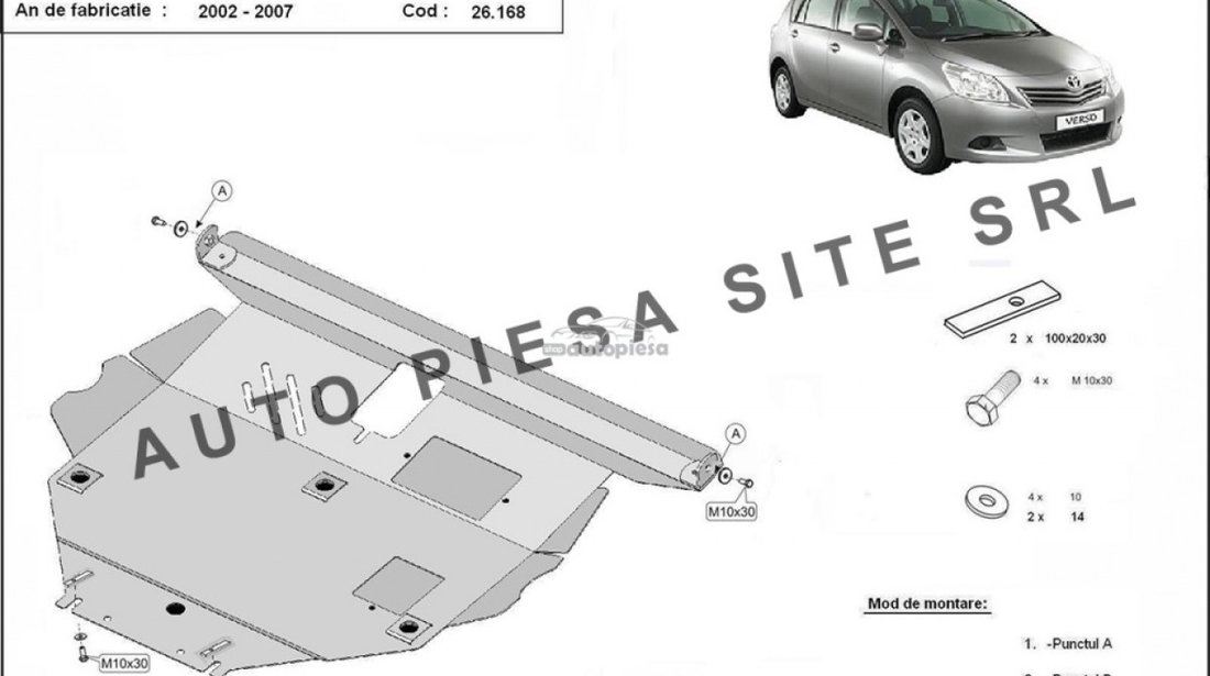 Scut metalic motor Toyota Corolla Verso fabricata in perioada 2002 - 2008 APS-26,168 piesa NOUA