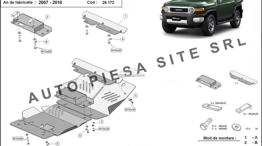 Scut metalic motor Toyota FJ Cruiser fabricata in perioada 2007 - 2010 APS-26,172 piesa NOUA