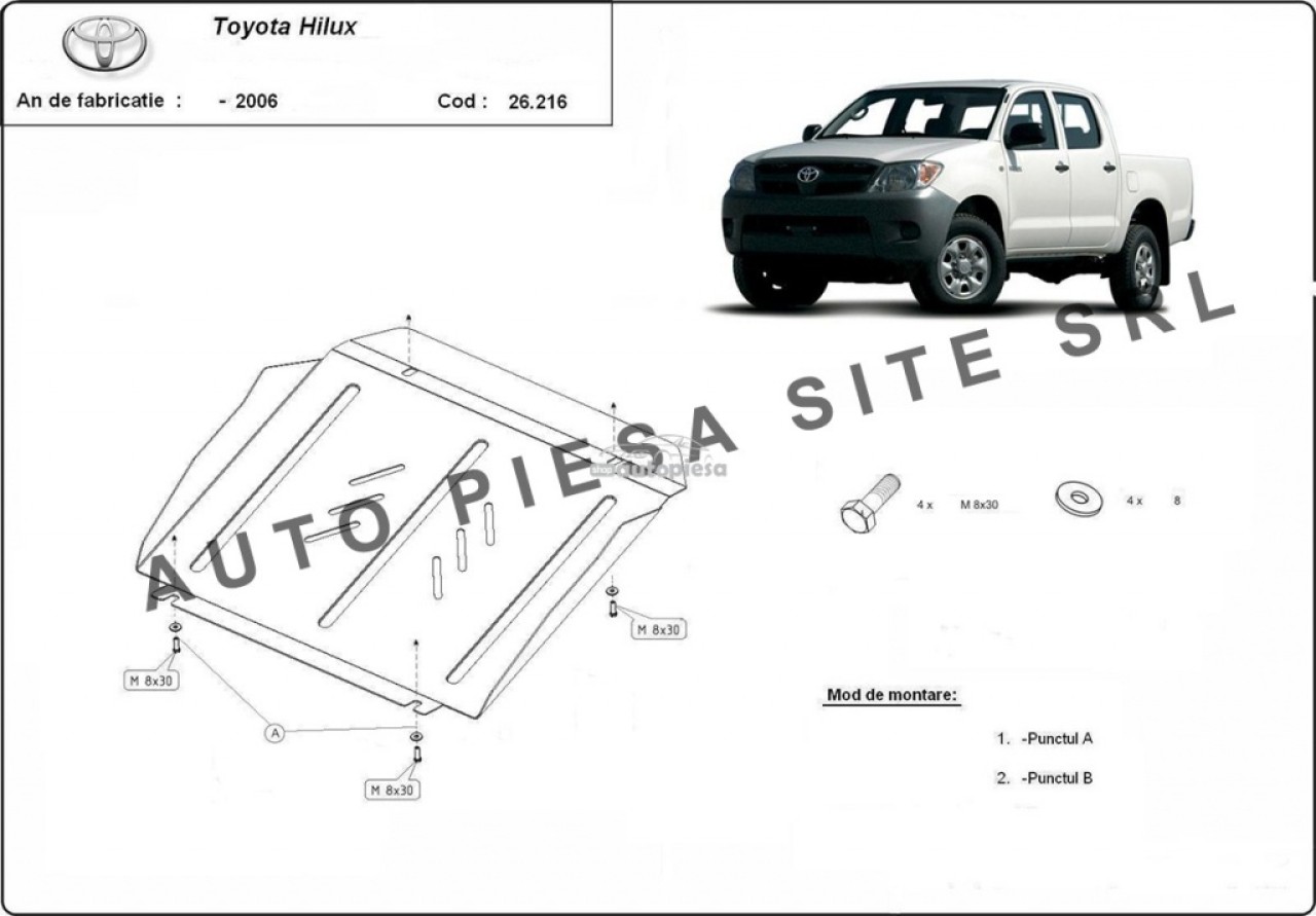 Scut metalic motor Toyota Hilux fabricata incepand cu 2006 APS-26,216 piesa NOUA