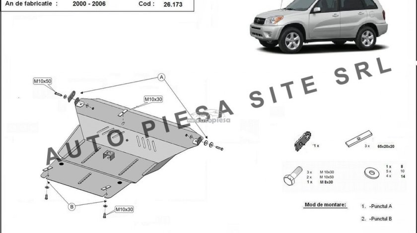 Scut metalic motor Toyota Rav 4 fabricata in perioada 2000 - 2006 APS-26,173 piesa NOUA