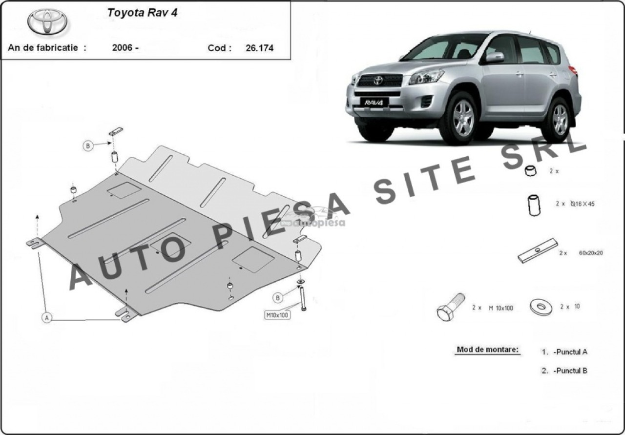 Scut metalic motor Toyota Rav 4 fabricata incepand cu 2006 APS-26,174 piesa NOUA