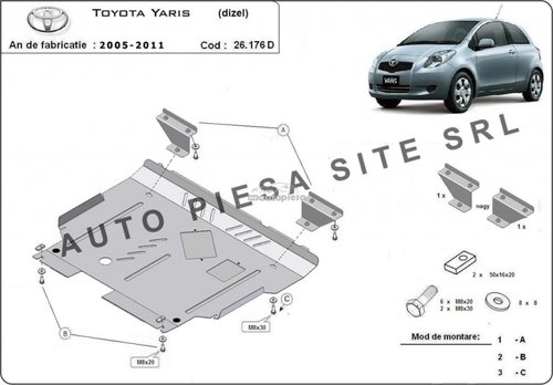 Scut metalic motor Toyota Yaris diesel fabricata in perioada 2005 - 2011 APS-26.176D piesa NOUA